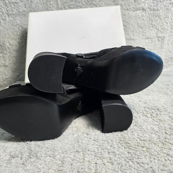 Nine West Platform‎ Heels Women\'s Size 10M Black Suede Ankle Strap Sandals NEW
